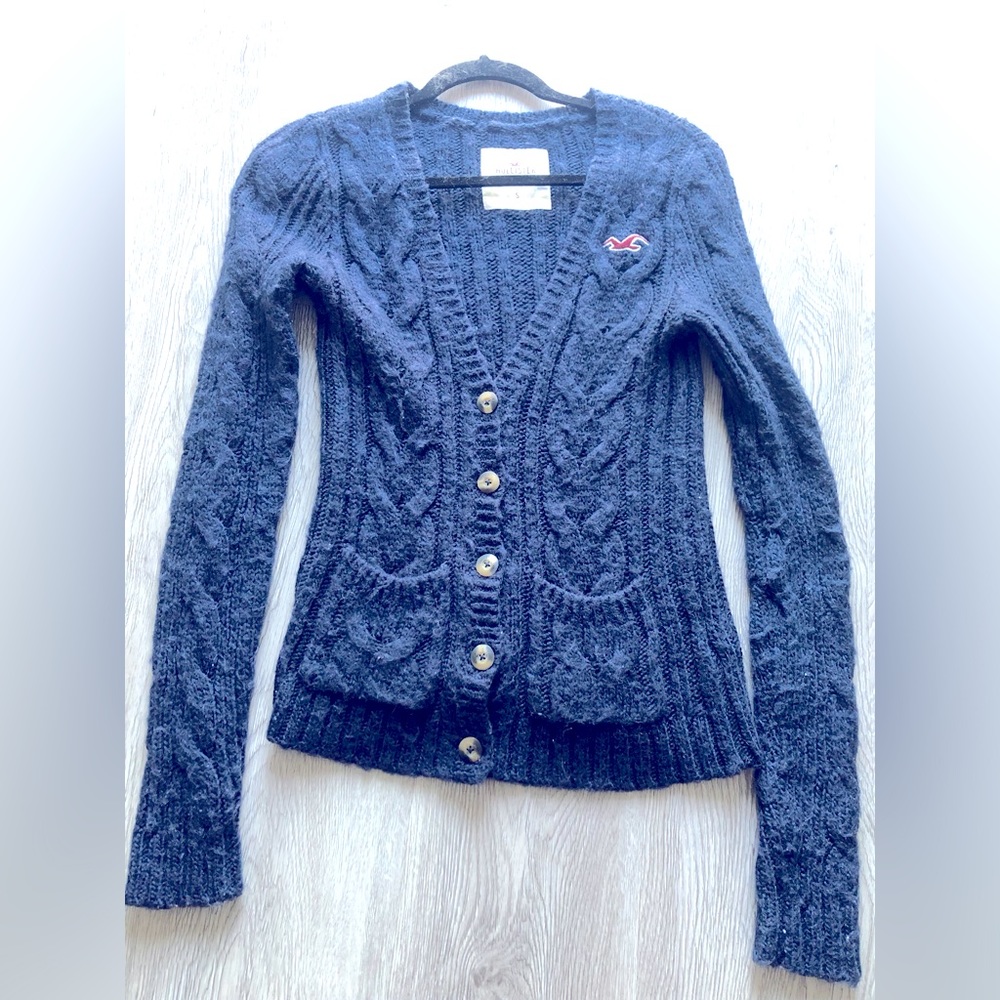 Hollister Navy blue Chunky Cable Knit Sweater Sz S